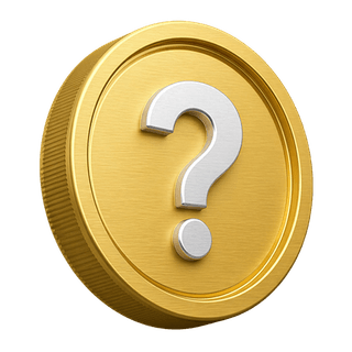 Moneda decorativa 3D de oro con un signo de pregunta en una página de FAQ